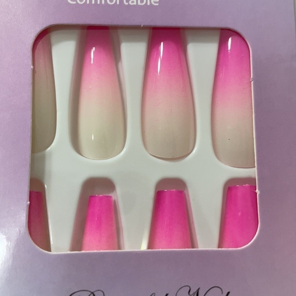 Pink Ombré Long Coffin Press On Nails - Picture 9 of 10